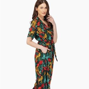 AMERICA & BEYOND NWT WIDE LEG JAGUAR ROSE JUMPSUIT